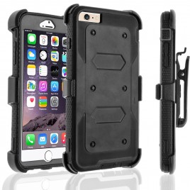 iPhone 7 Case, [SUPER GUARD] Dual Layer Protection With [Built-in Screen Protector] Holster Locking Belt Clip+Circle(TM) Stylus Touch Screen Pen (Black)